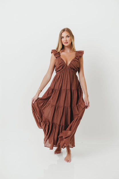 Katy Pleated Bodice Maxi Dress in Hazelnut - Bump Friendly *9/10 PRE-ORDER*