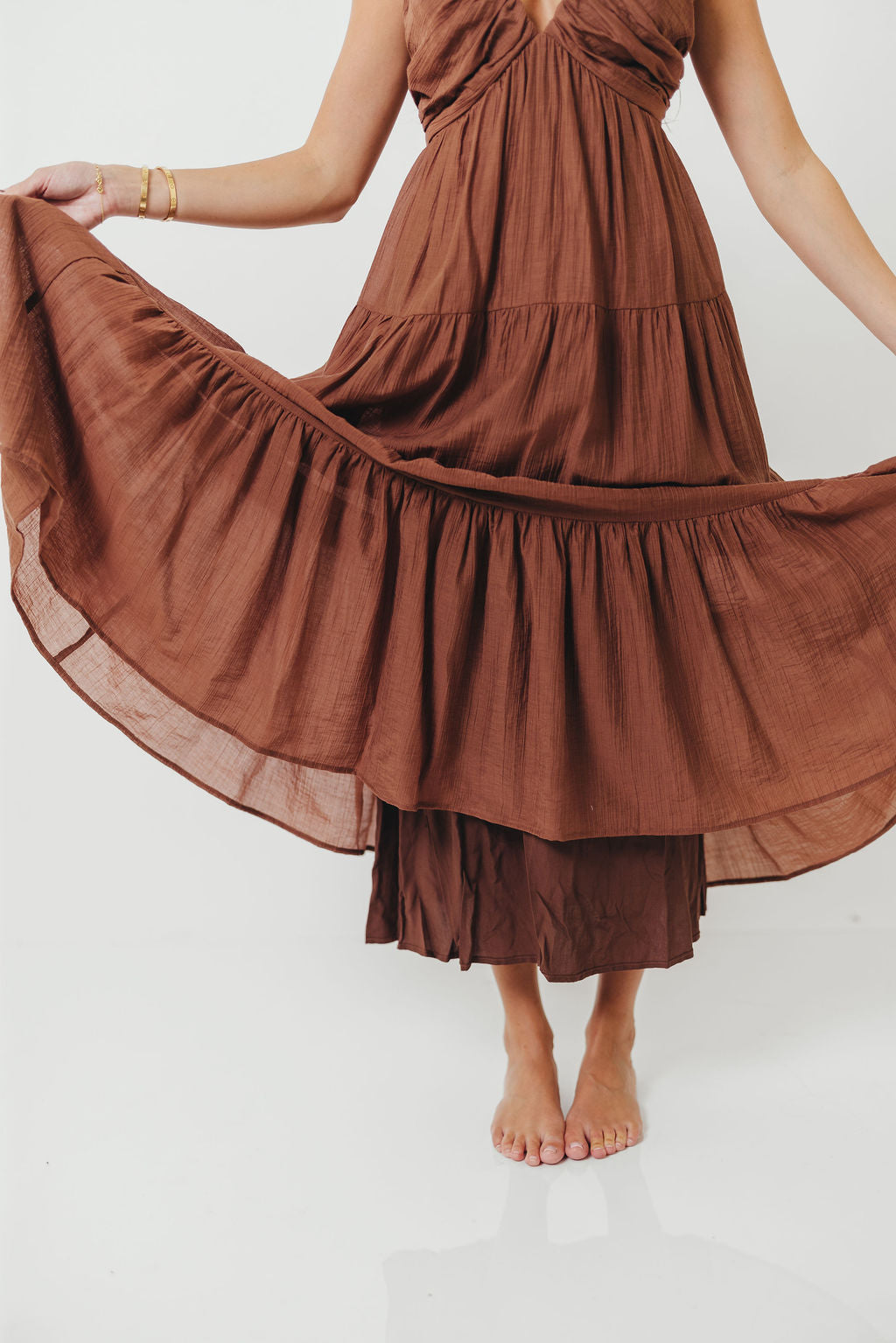 Katy Pleated Bodice Maxi Dress in Hazelnut - Bump Friendly *9/10 PRE-ORDER*