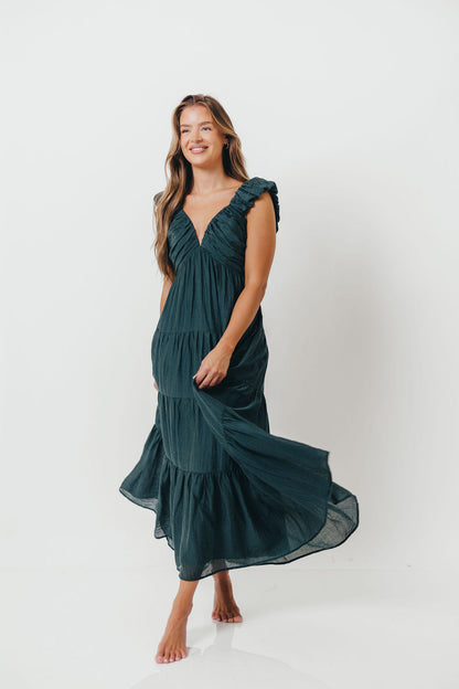 Katy Pleated Bodice Maxi Dress in Deep Teal - Bump Friendly *9/10 PRE-ORDER*