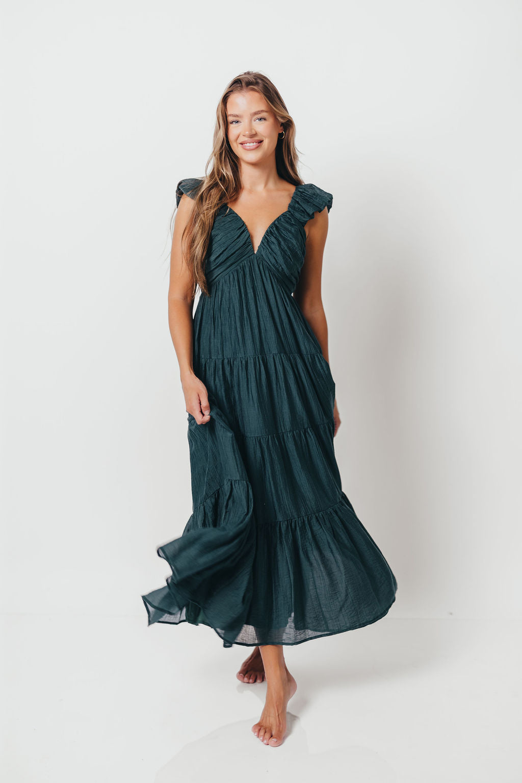 Katy Pleated Bodice Maxi Dress in Deep Teal - Bump Friendly *9/10 PRE-ORDER*