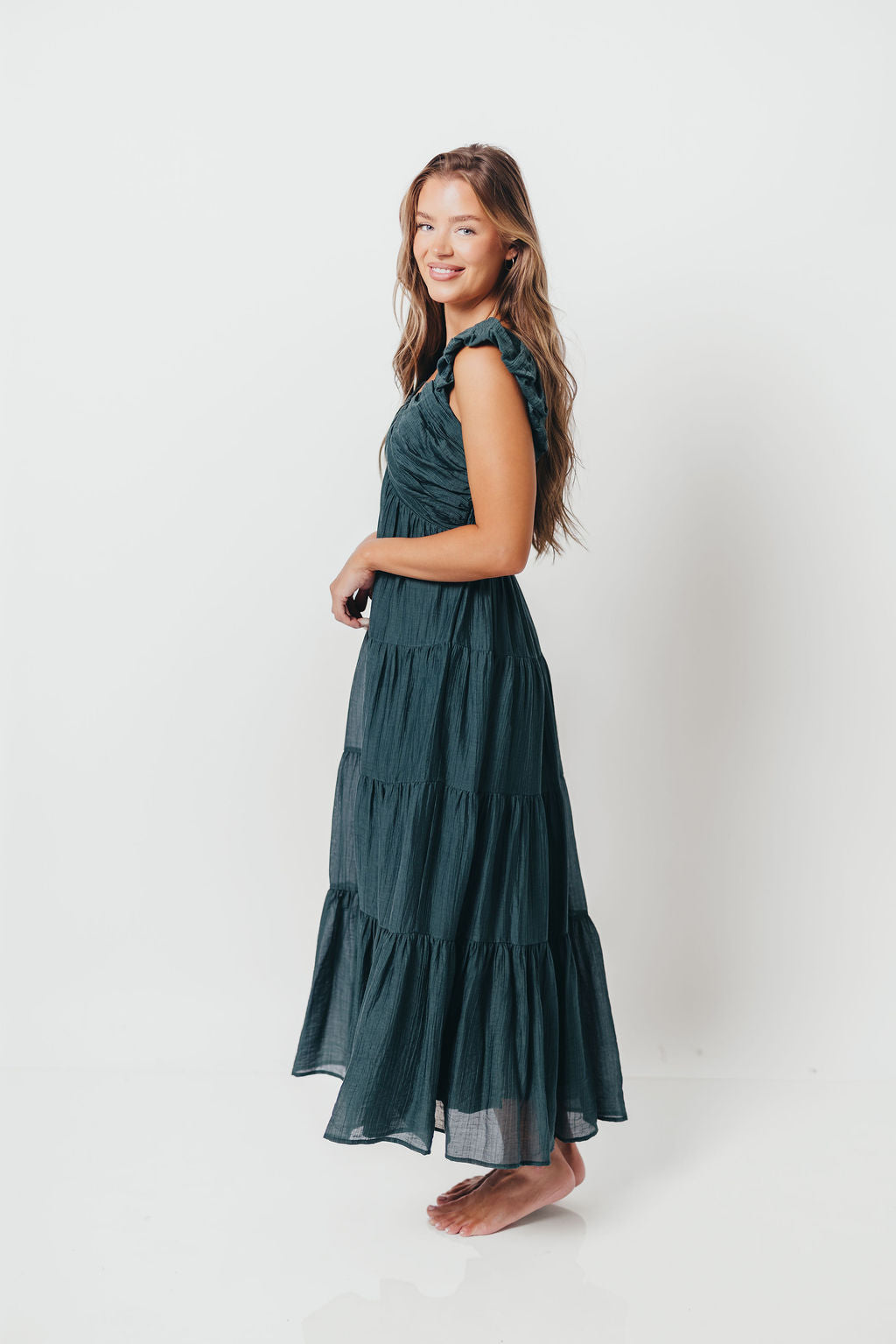 Katy Pleated Bodice Maxi Dress in Deep Teal - Bump Friendly *9/10 PRE-ORDER*