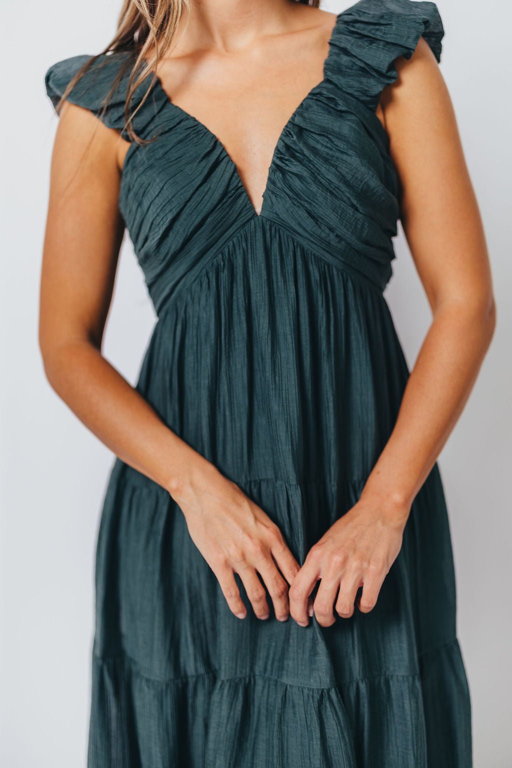 Katy Pleated Bodice Maxi Dress in Deep Teal - Bump Friendly *9/10 PRE-ORDER*