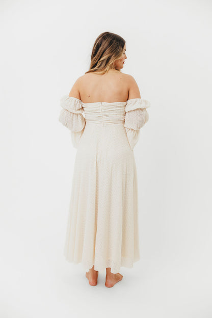 Corrine Tiered Sleeve Maxi Dress with Pockets in Ivory Cream - Bump Friendly