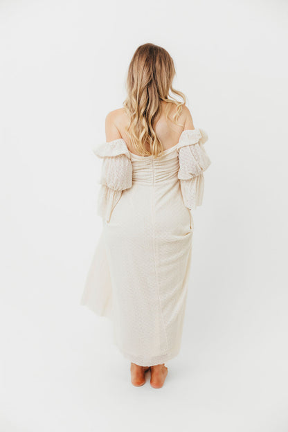 Corrine Tiered Sleeve Maxi Dress with Pockets in Ivory Cream - Bump Friendly