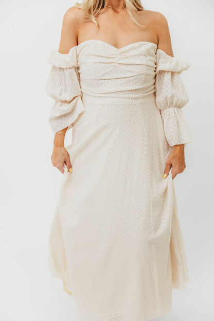 Corrine Tiered Sleeve Maxi Dress with Pockets in Ivory Cream - Bump Friendly