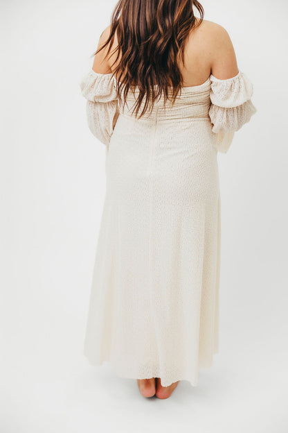 Corrine Tiered Sleeve Maxi Dress with Pockets in Ivory Cream - Bump Friendly