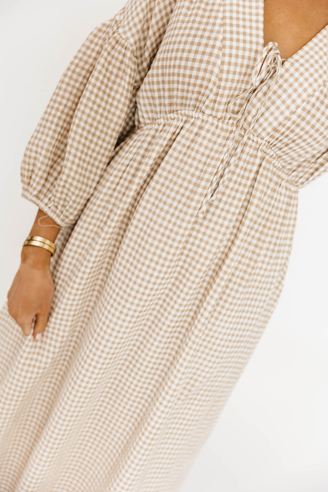 Hunter Printed Gauze Midi Dress in Natural Plaid - Bump Friendly *9/22 PRE-ORDER*