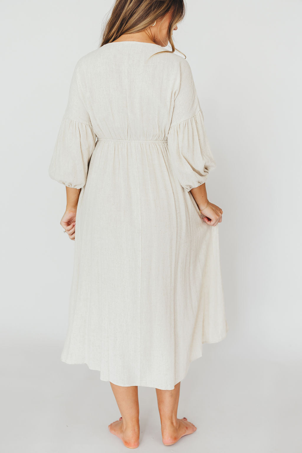 Hunter 100% Cotton Gauze Midi Dress in Soy - Bump Friendly *9/22 PRE-ORDER*