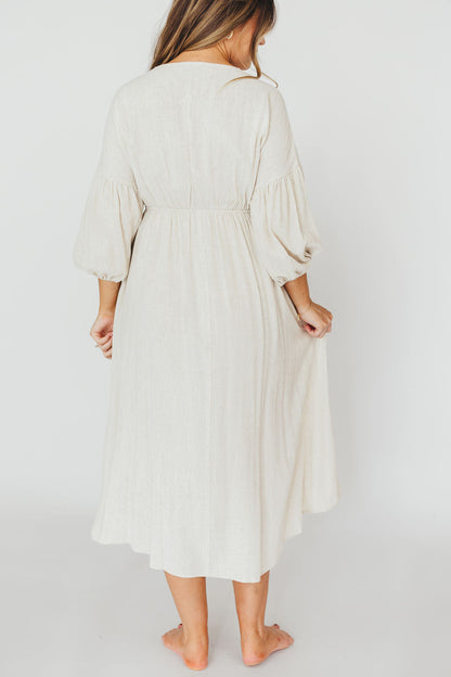 Hunter 100% Cotton Gauze Midi Dress in Soy - Bump Friendly *9/22 PRE-ORDER*