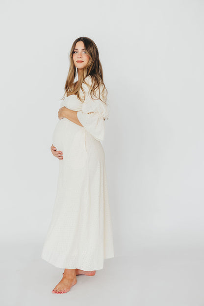 Corrine Tiered Sleeve Maxi Dress with Pockets in Ivory Cream - Bump Friendly