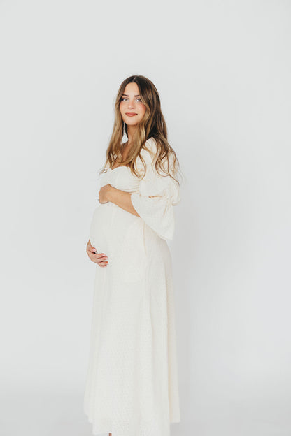 Corrine Tiered Sleeve Maxi Dress with Pockets in Ivory Cream - Bump Friendly