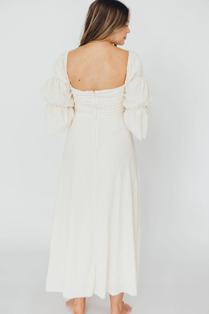Corrine Tiered Sleeve Maxi Dress with Pockets in Ivory Cream - Bump Friendly