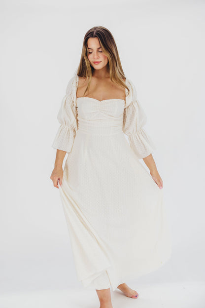 Corrine Tiered Sleeve Maxi Dress with Pockets in Ivory Cream - Bump Friendly