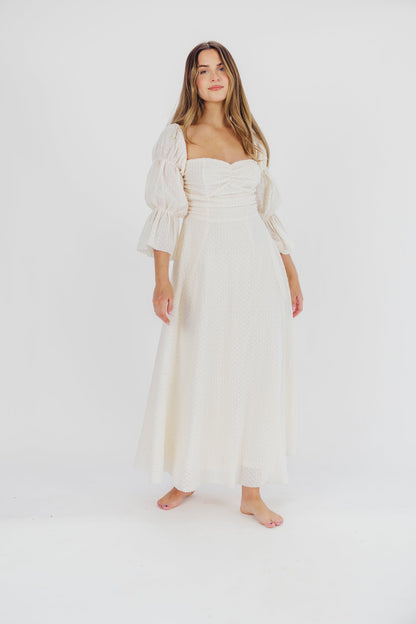 Corrine Tiered Sleeve Maxi Dress with Pockets in Ivory Cream - Bump Friendly