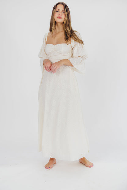 Corrine Tiered Sleeve Maxi Dress with Pockets in Ivory Cream - Bump Friendly