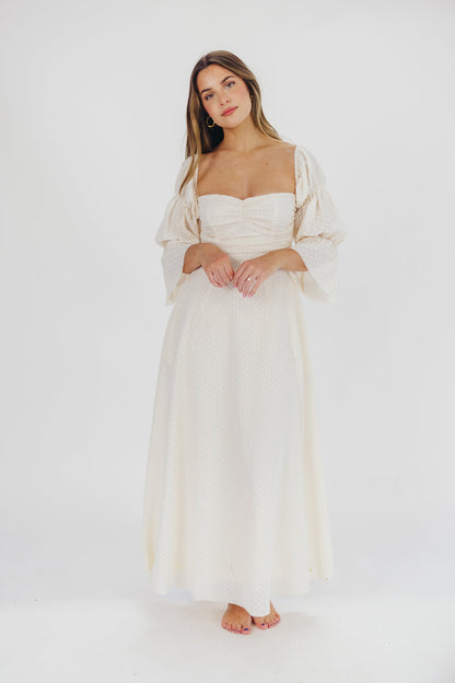 Corrine Tiered Sleeve Maxi Dress with Pockets in Ivory Cream - Bump Friendly