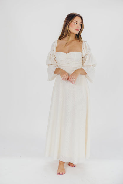 Corrine Tiered Sleeve Maxi Dress with Pockets in Ivory Cream - Bump Friendly