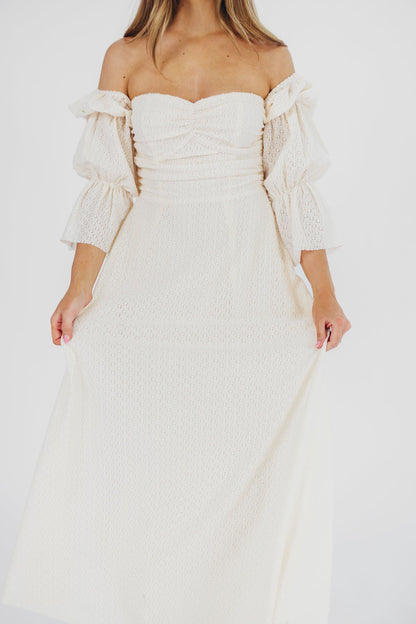 Corrine Tiered Sleeve Maxi Dress with Pockets in Ivory Cream - Bump Friendly