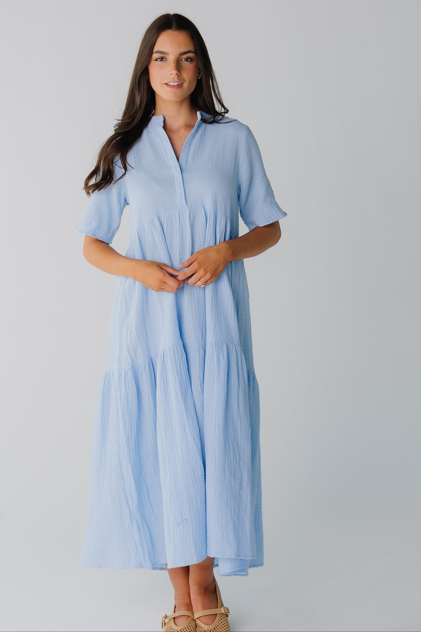 Brass & Roe Pondering Gauze Straight Sleeve Dress
