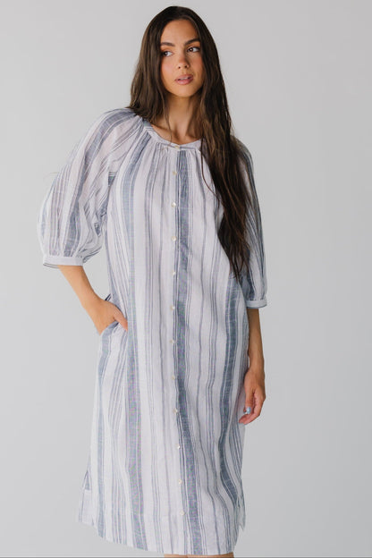 Citrus Seaside Button Down Midi Dress