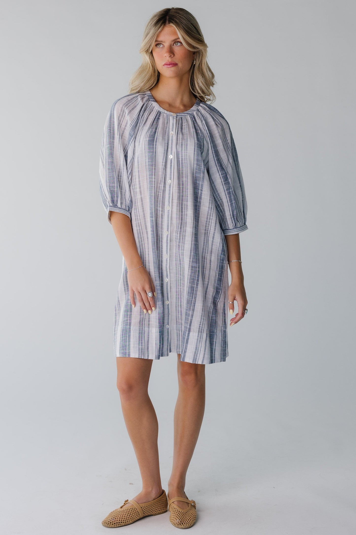 Citrus Seaside Button Down Knee Dress