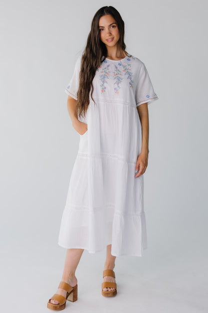 Citrus Spring Tiered Embroidered Dress
