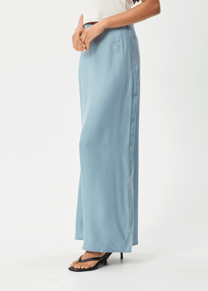 AFENDS Womens Grace - Cupro Maxi Skirt - Ether Blue