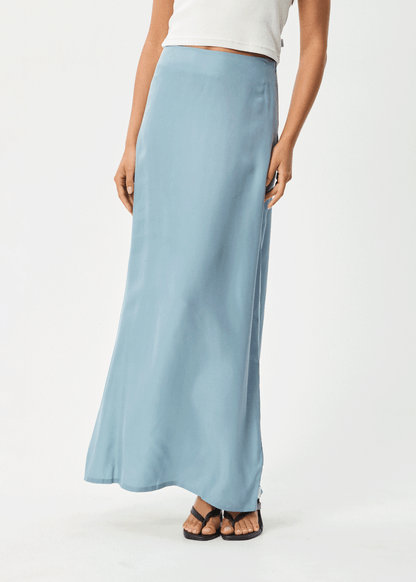 AFENDS Womens Grace - Cupro Maxi Skirt - Ether Blue