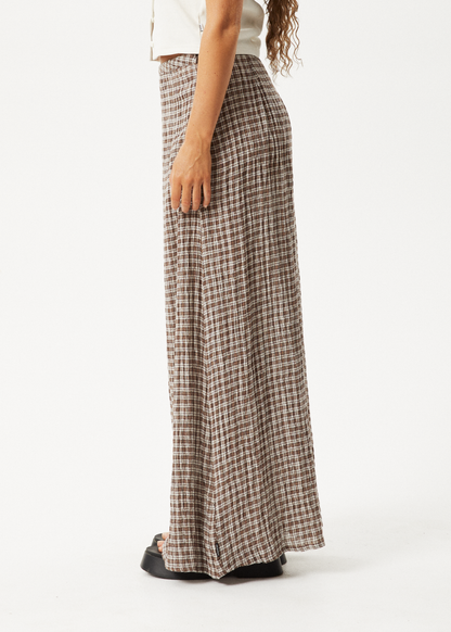 AFENDS Womens Base - Seersucker Maxi Skirt - Coffee Check