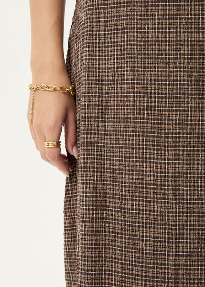 AFENDS Womens Hometown - Seersucker Maxi Skirt - Coffee