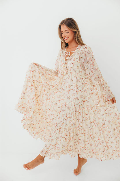 Lisa Woven Floral V-Neck Maxi Dress in Cream Multi - Bump Friendly *9/12 PRE-ORDER*
