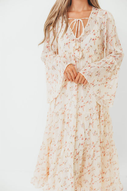 Lisa Woven Floral V-Neck Maxi Dress in Cream Multi - Bump Friendly *9/12 PRE-ORDER*