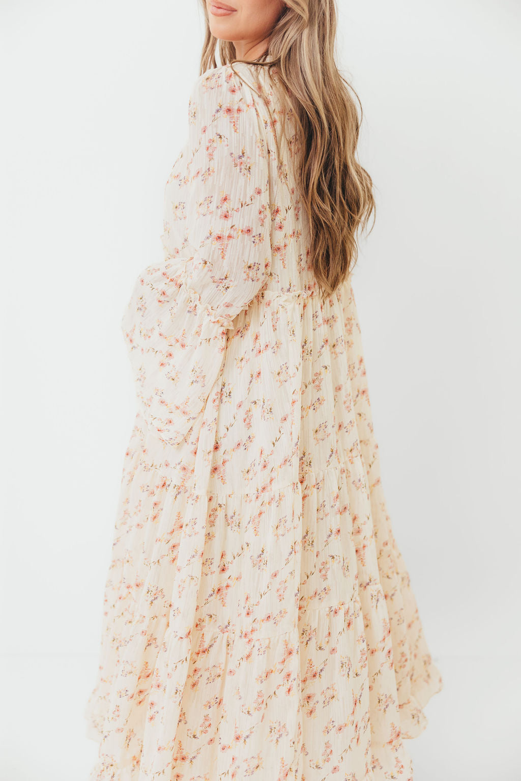 Lisa Woven Floral V-Neck Maxi Dress in Cream Multi - Bump Friendly *9/12 PRE-ORDER*