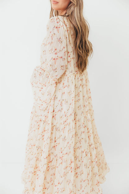 Lisa Woven Floral V-Neck Maxi Dress in Cream Multi - Bump Friendly *9/12 PRE-ORDER*