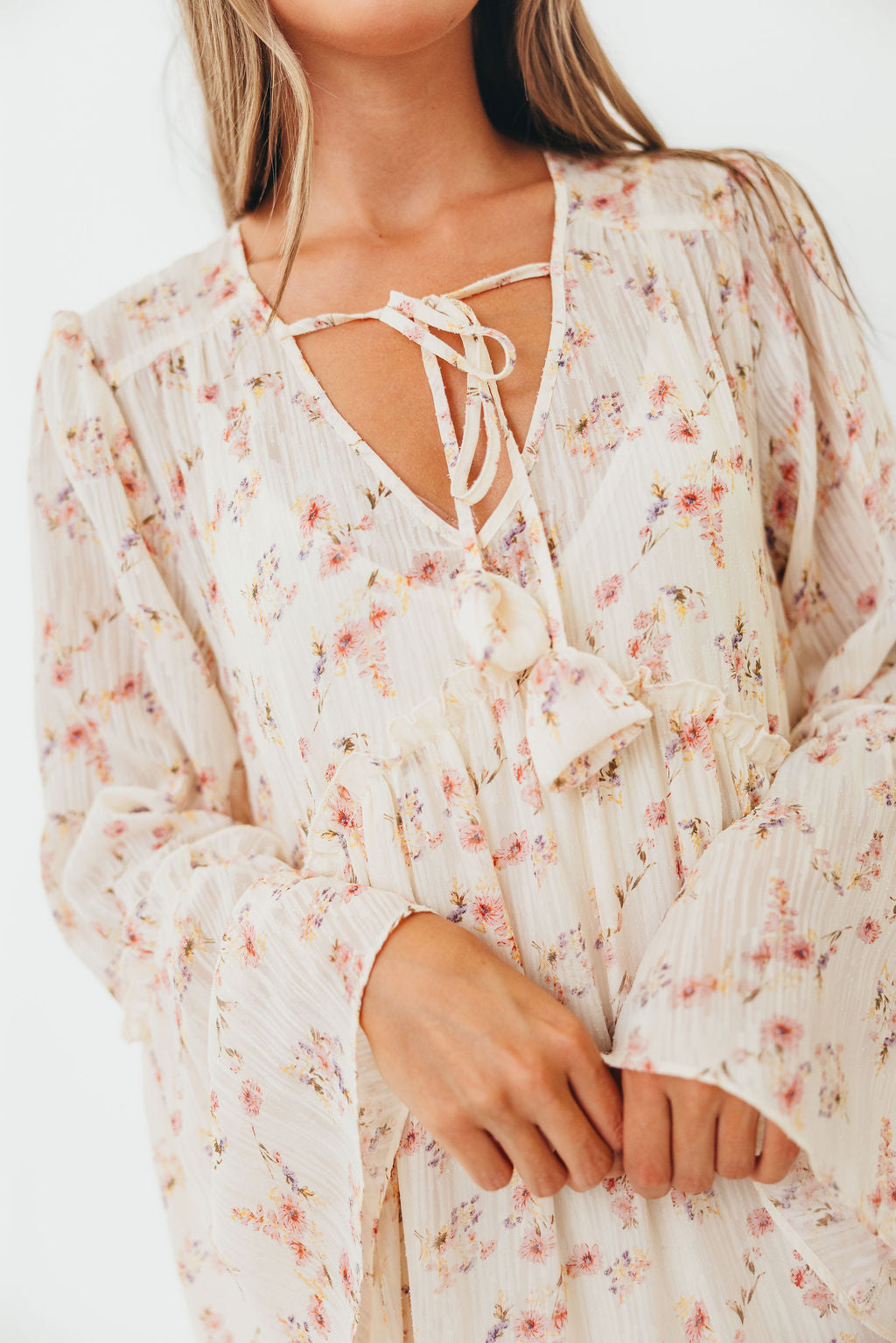 Lisa Woven Floral V-Neck Maxi Dress in Cream Multi - Bump Friendly *9/12 PRE-ORDER*