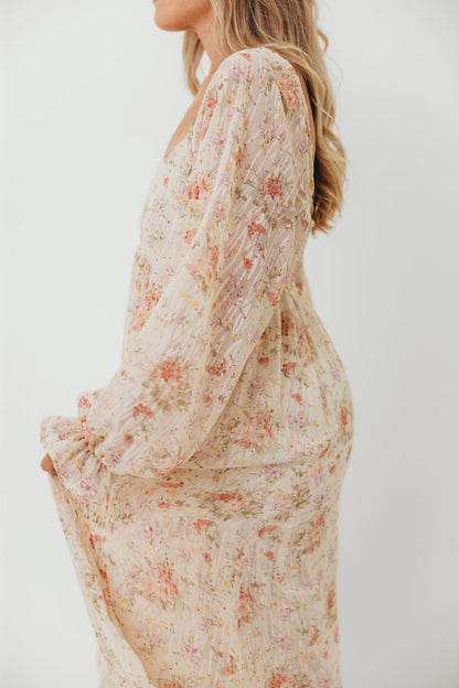Rosey Woven Floral Print Empire Maxi Dress in Cream Multi - Bump Friendly *9/12 PRE-ORDER*