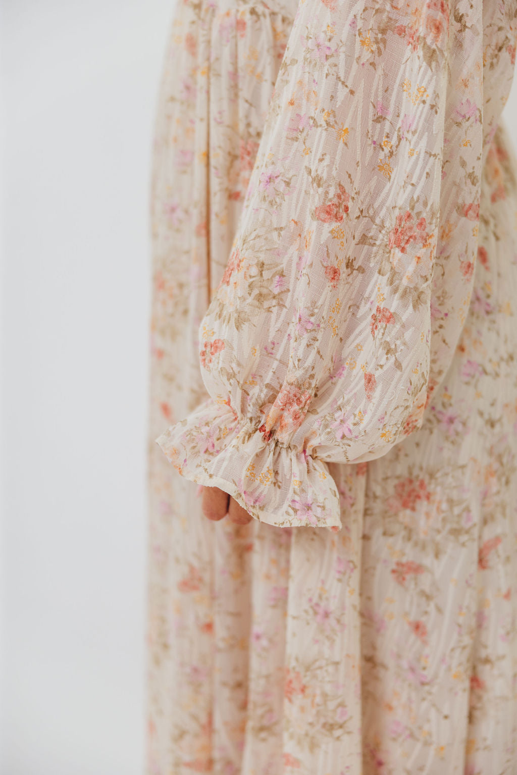 Rosey Woven Floral Print Empire Maxi Dress in Cream Multi - Bump Friendly *9/12 PRE-ORDER*