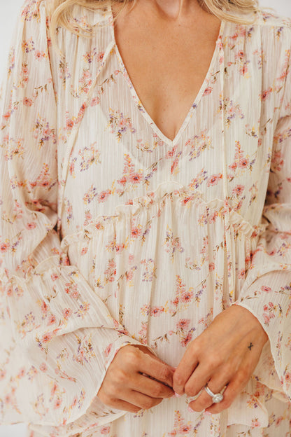 Lisa Woven Floral V-Neck Maxi Dress in Cream Multi - Bump Friendly *9/12 PRE-ORDER*