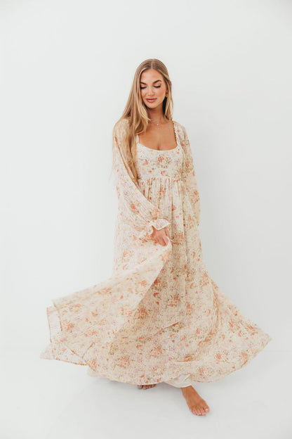 Rosey Woven Floral Print Empire Maxi Dress in Cream Multi - Bump Friendly *9/12 PRE-ORDER*
