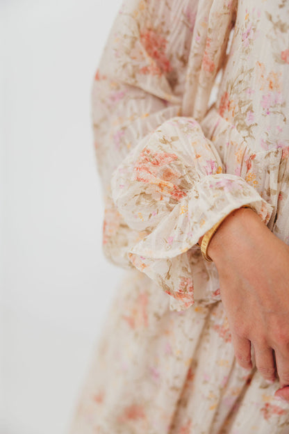 Rosey Woven Floral Print Empire Maxi Dress in Cream Multi - Bump Friendly *9/12 PRE-ORDER*